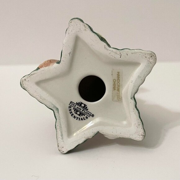 Fitz and Floyd Christmas Tumbling Bear Figurine Red Plaid Santa Suit Stars Chip - Picture 8 of 13